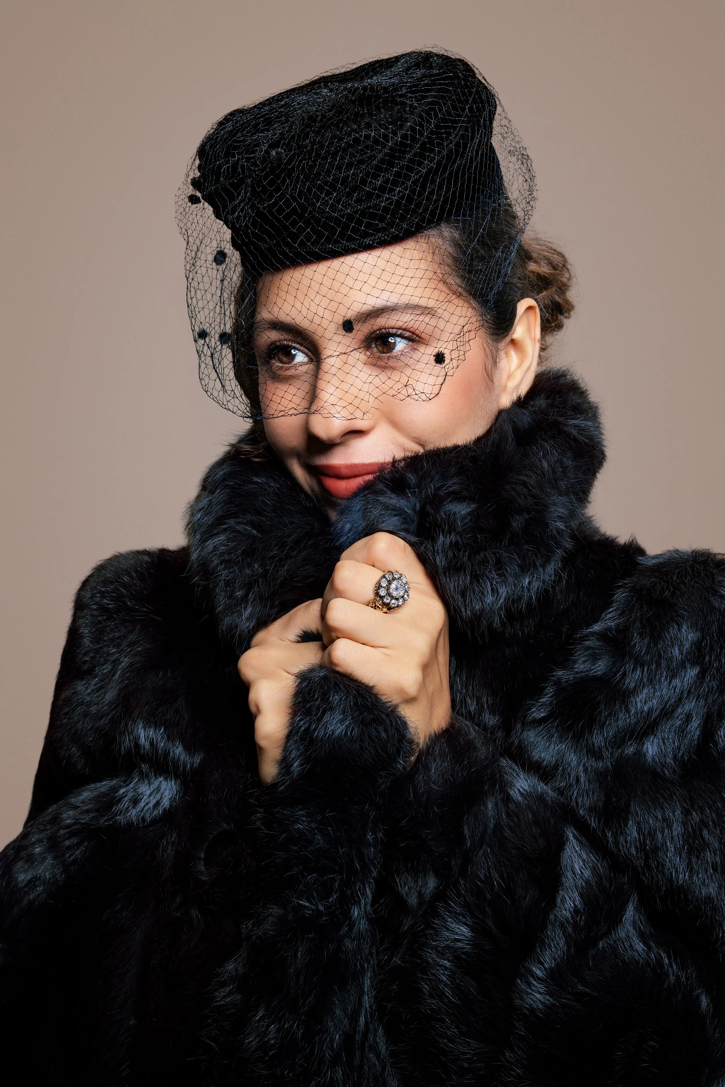 Luxury Jewelry — Statement rings styled on a model for a cinematic old-money-inspired jewelry campaign.