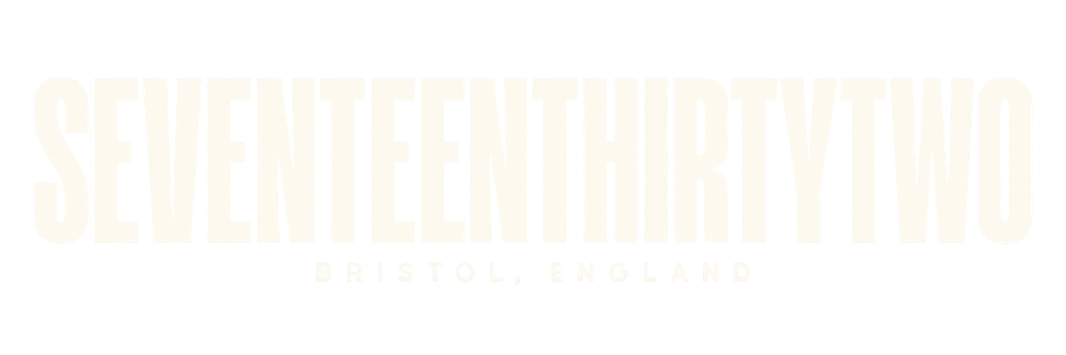 The logo of 'SEVENTEENTHIRTYTWO' with 'BRISTOL, ENGLAND' written below, featuring large, distressed white text on a black background.