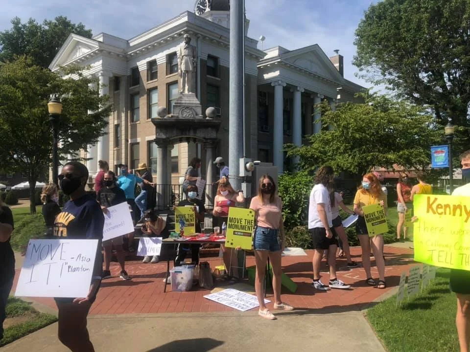 Saturday protests at the statue