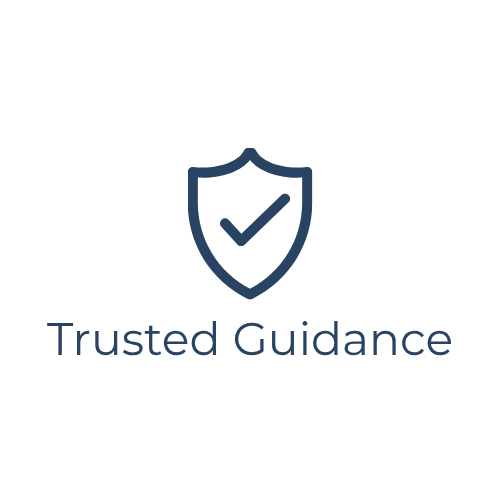 A logo with a shield and checkmark icon above the text 'Trusted Guidance'.}