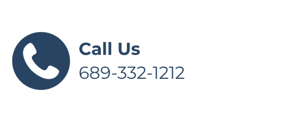 A dark blue circle with a white phone icon inside, next to the text 'Call Us' and the phone number 689-332-1212.