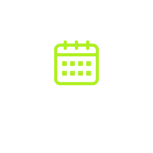 Green calendar icon with the text "Year-Round Support" underneath, on a black background.