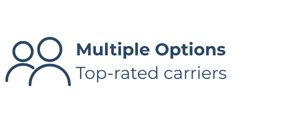 Logo with two user icons and the text 'Multiple Options, Top-rated carriers'.