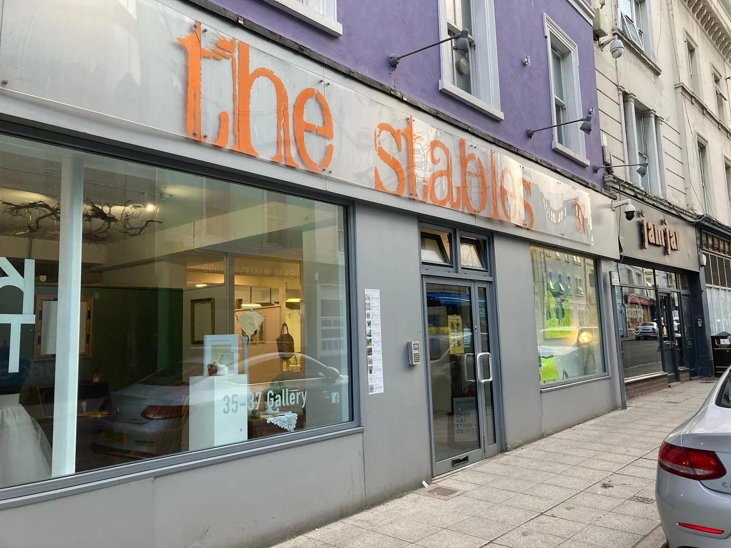 The front window of The Stables Studios and gallery
