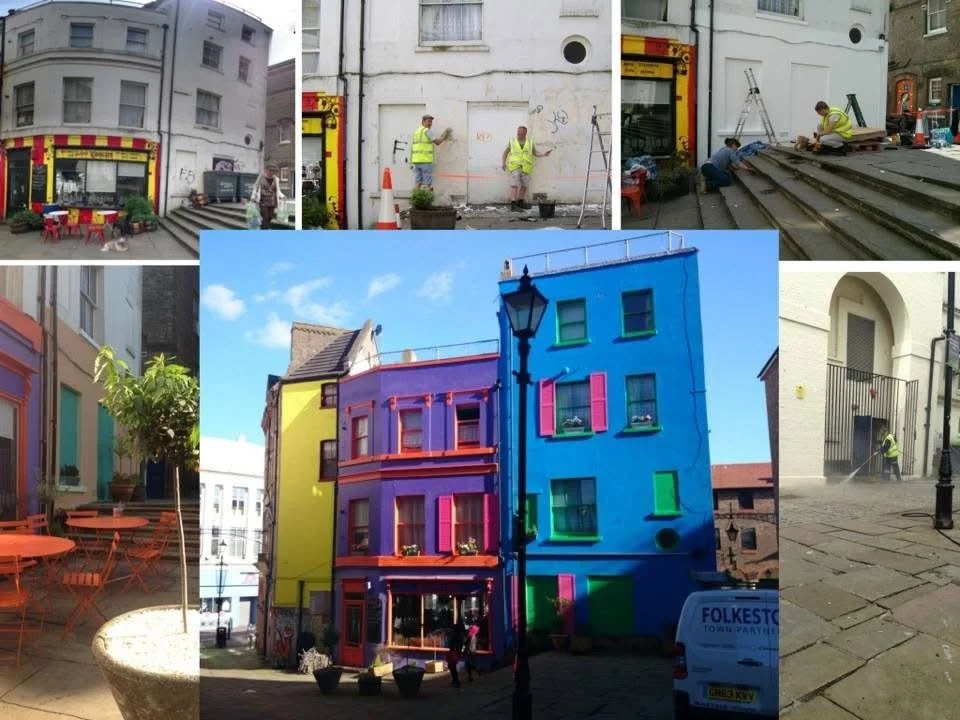 Before and after shots of the Noel's Yard arts regeneration project