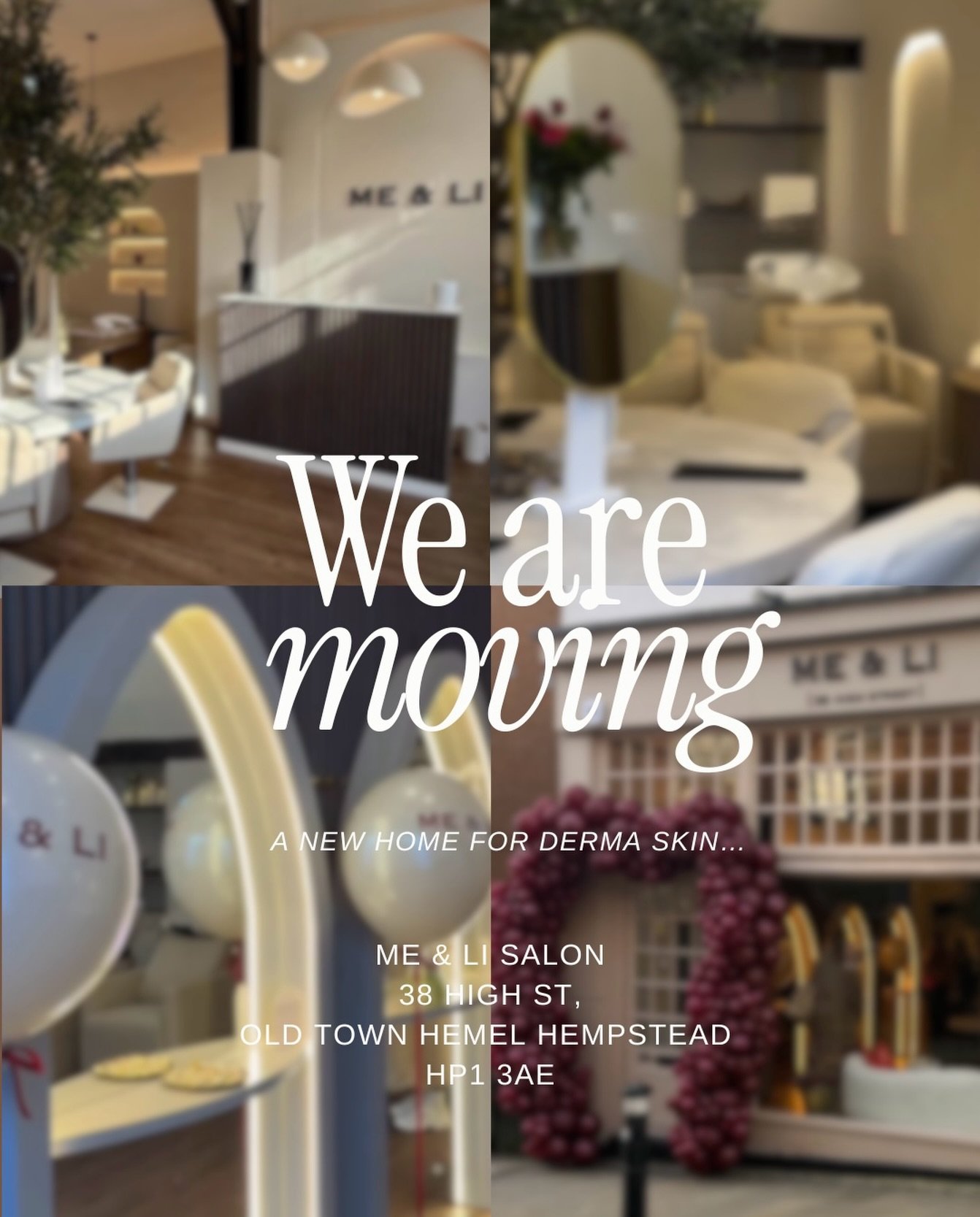 ✨ WE&rsquo;RE MOVING! ✨
A new chapter for Derma Skin 🤍

I&rsquo;m so excited to finally share that we have a new home, and I cannot wait to welcome you all into the beautiful new space at Me &amp; Li Salon, Old Town Hemel Hempstead.

A HUGE THANK YO