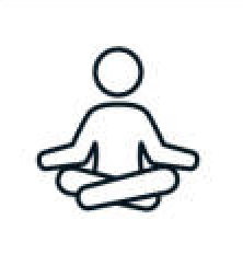 Line drawing of a person sitting cross-legged in a meditative pose