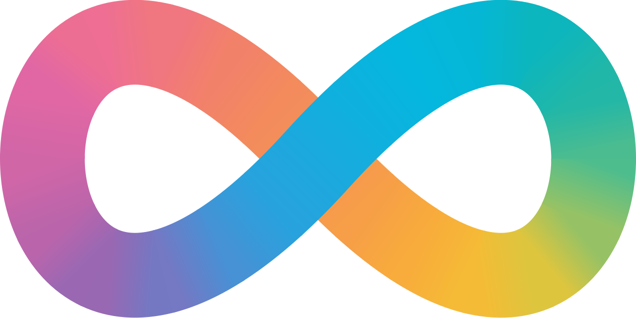 Rainbow infinity symbol representing neurodiversity.