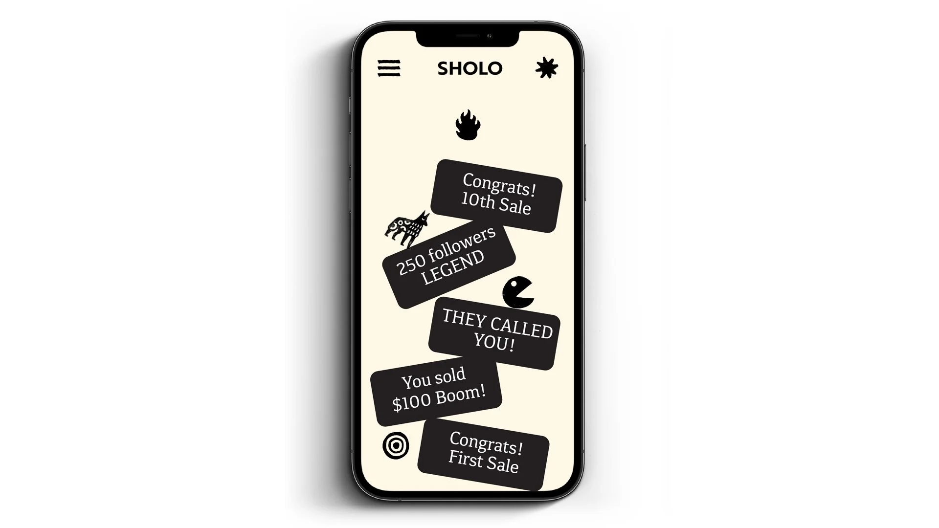 Sholo My Wins screen celebrating founder milestones.