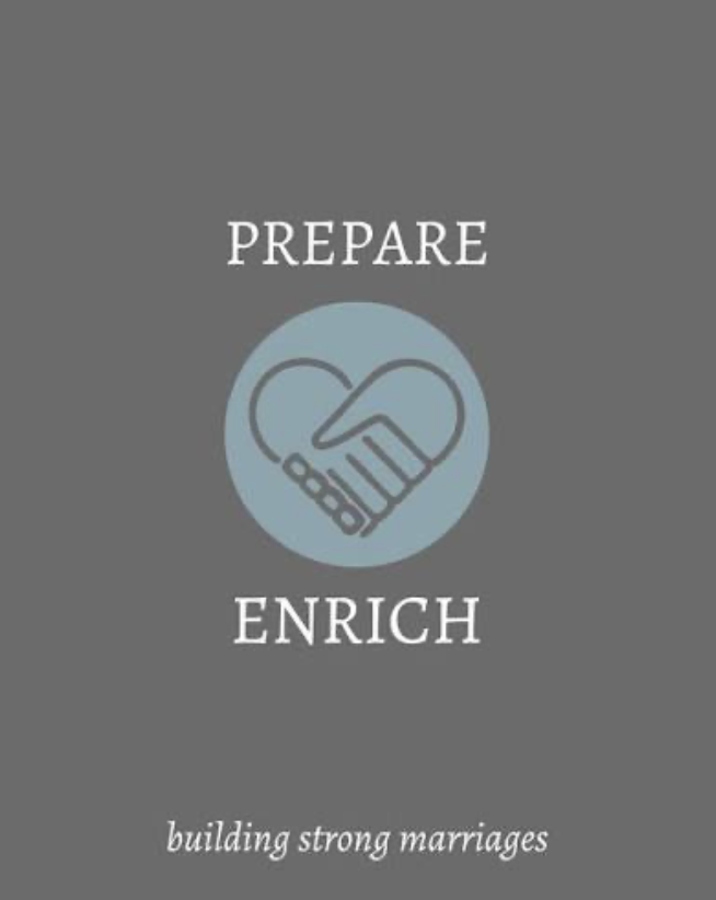 Prepare Enrich logo with a handshake inside a heart and the words building strong marriages