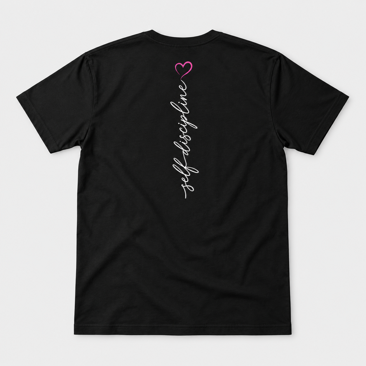 Black T-shirt with vertical self-discipline print (28).png