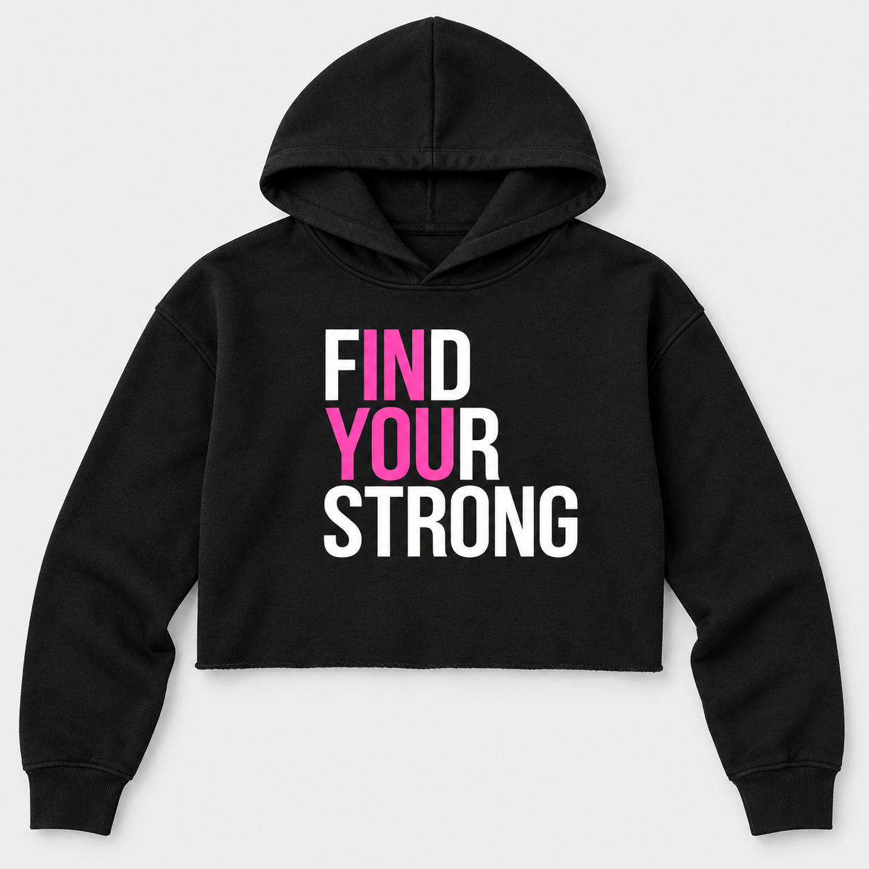 Cropped black hoodie with FIND YOUR STRONG (4).png