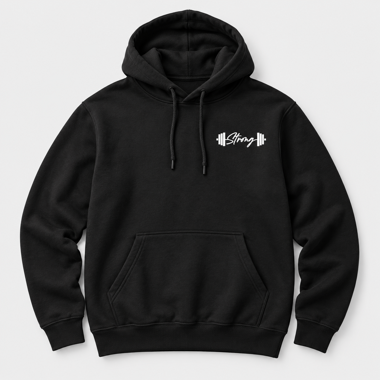 Black fleece hoodie with Strong barbell logo (1).png