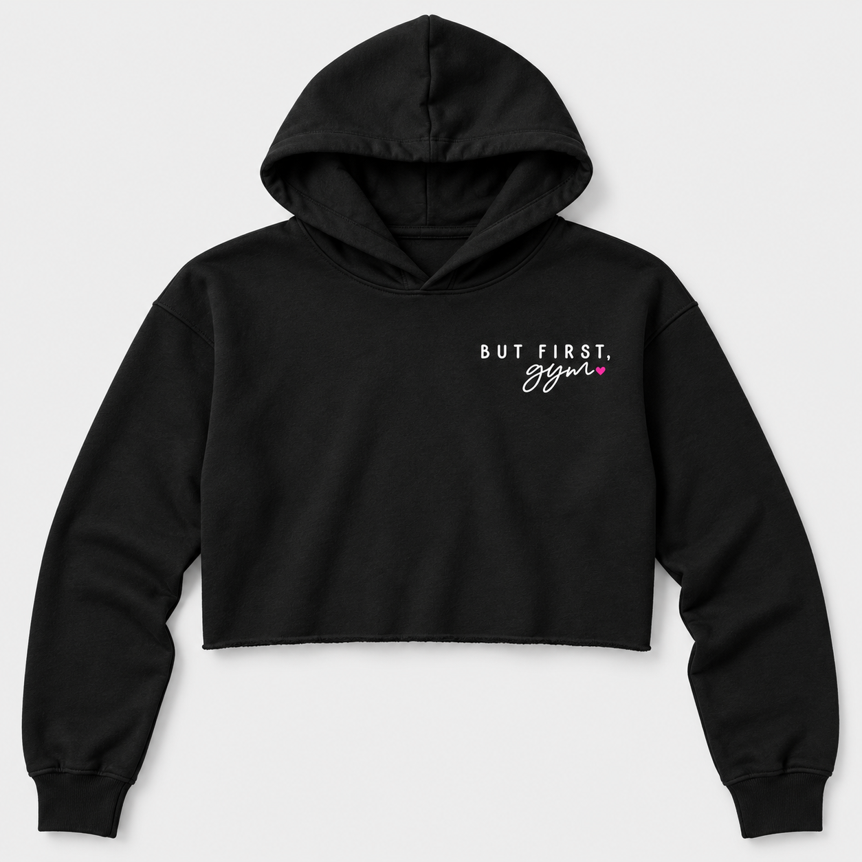 Black Cropped Fleece Hoodie with Pink Heart (1).png