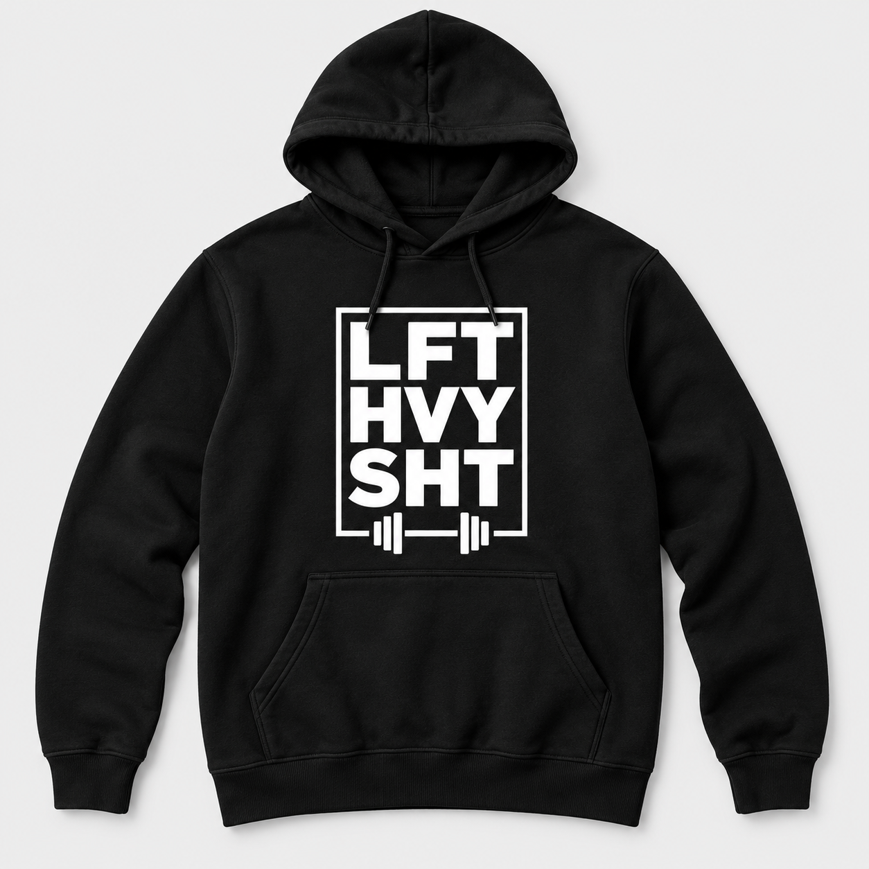 Black fleece hoodie with white chest graphic (9).png