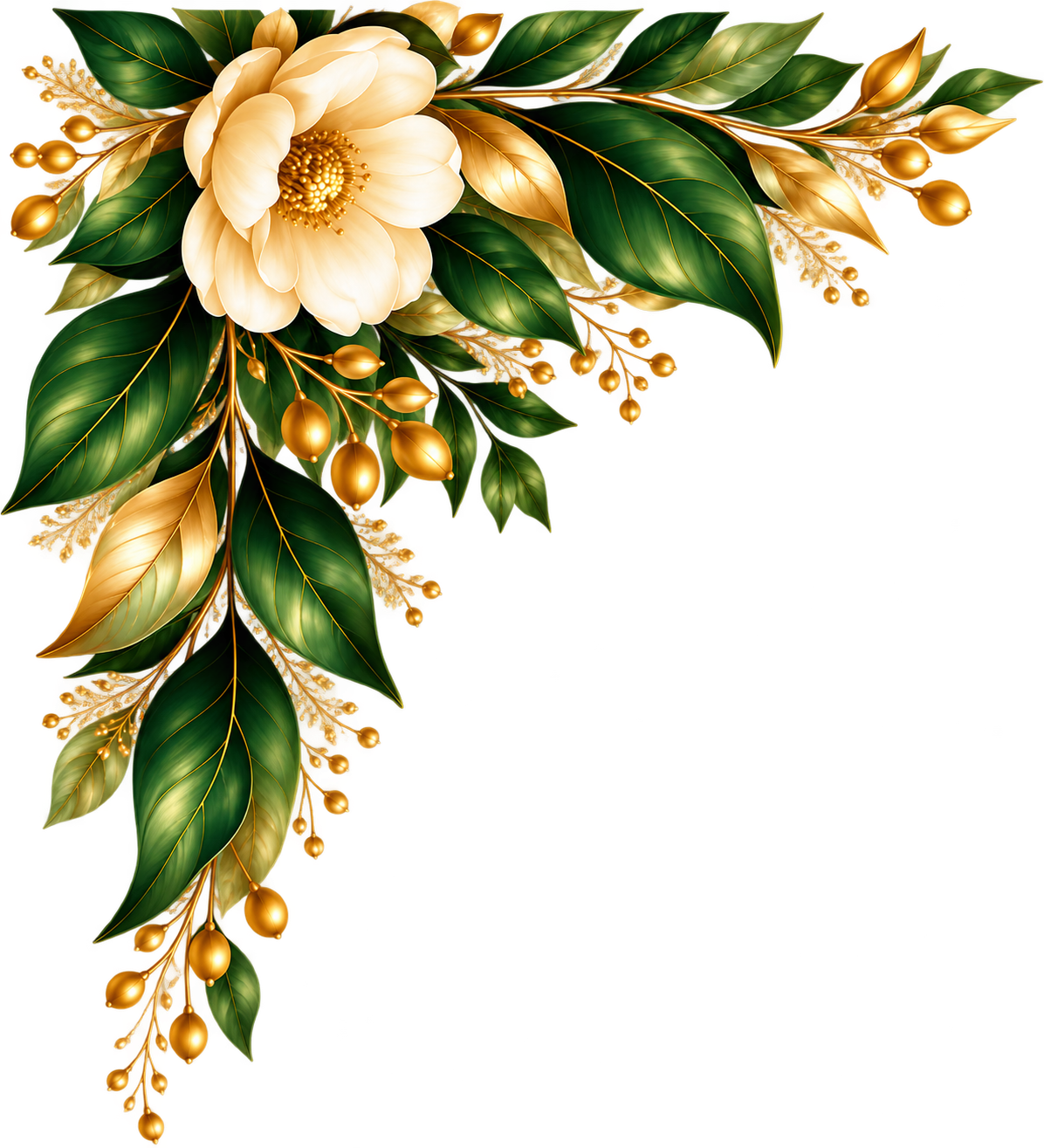 Elegant green, gold, and ivory floral accent for Sarah Odamah’s Living Pure & Loving It website.