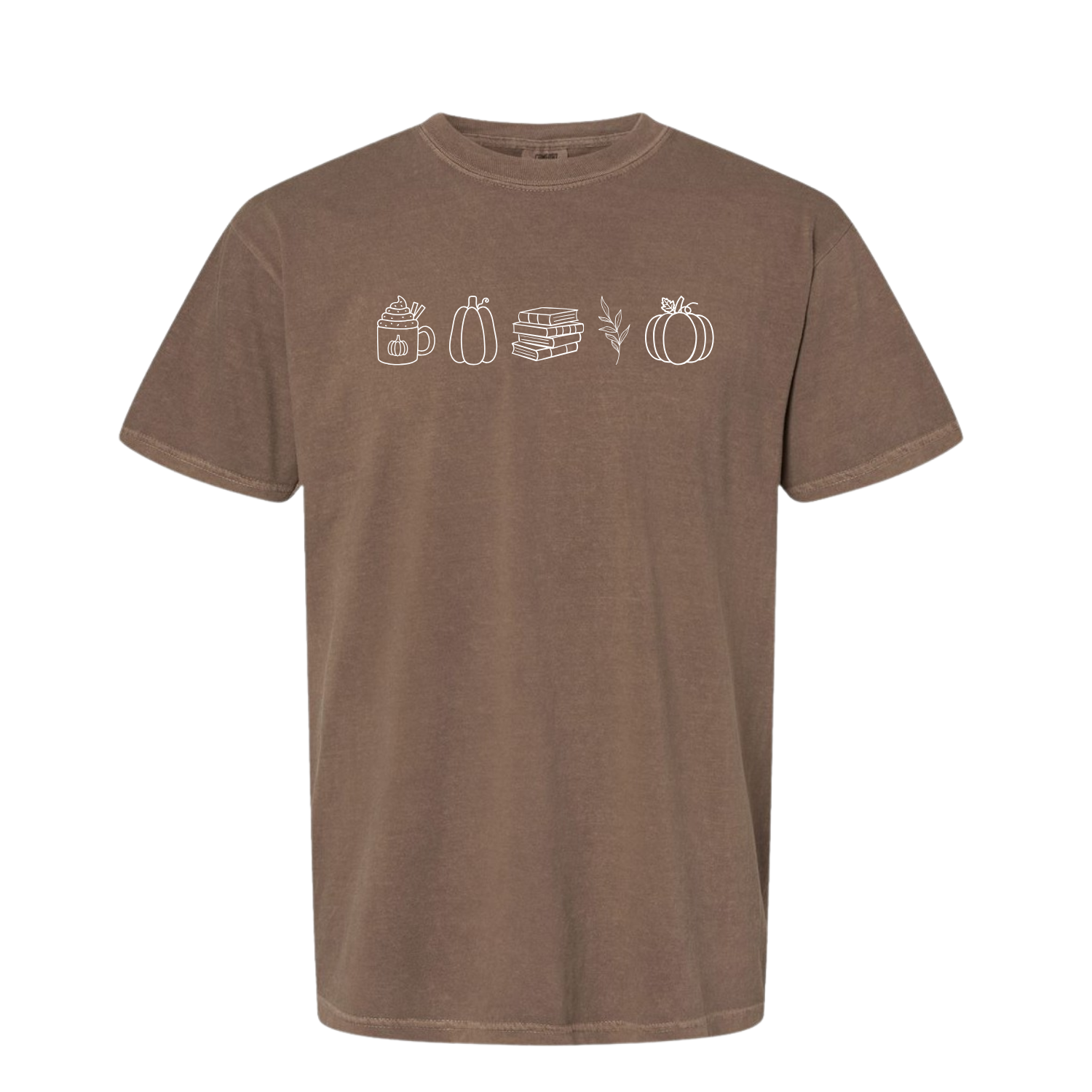Fall Pumpkin/Books/Coffee Adult Comfort Color T-Shirt