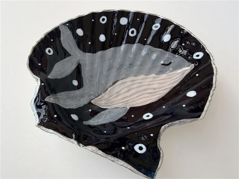 Hand-Painted Scallop Shell Ring Dish