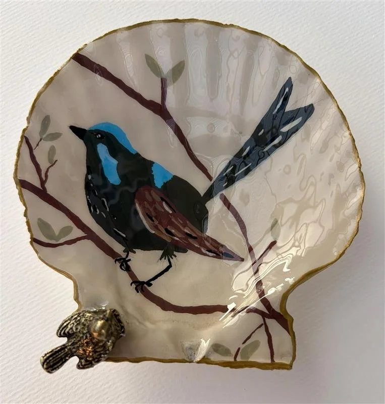 Hand-Painted Scallop Shell Ring Dish