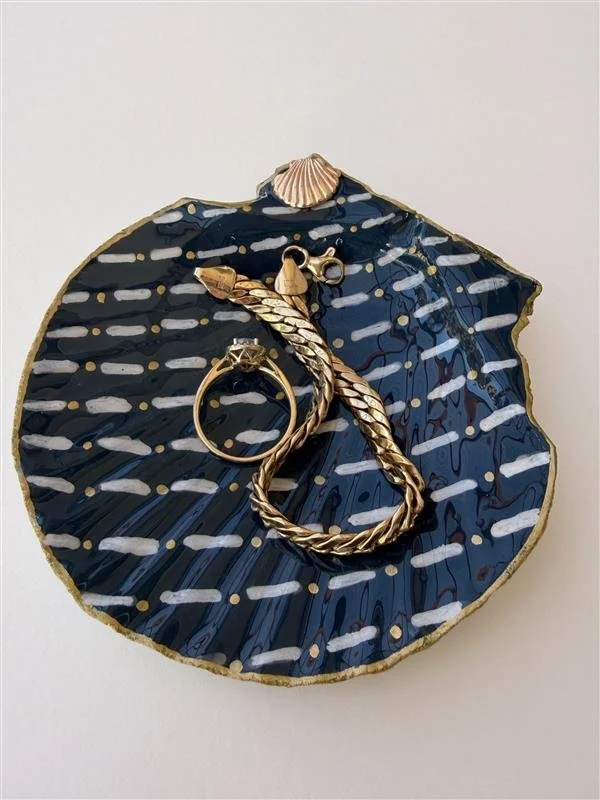 Hand-Painted Scallop Shell Ring Dish