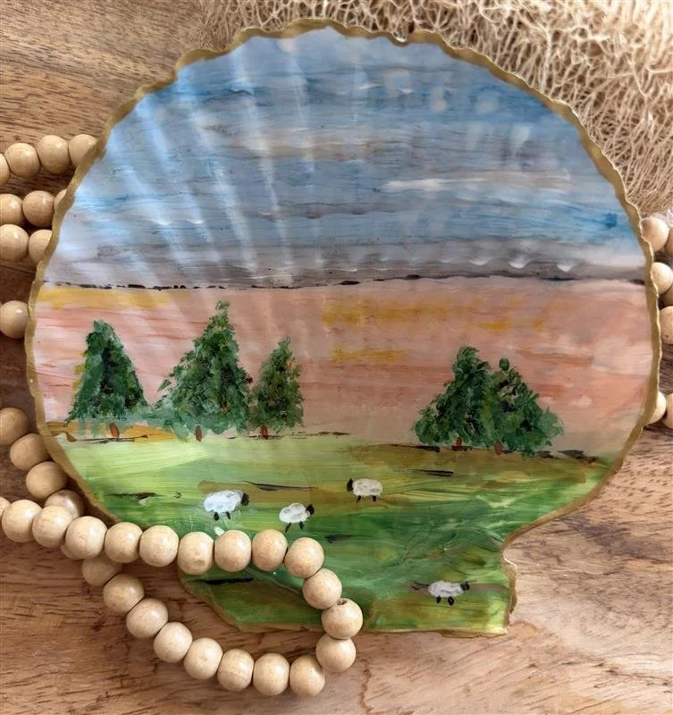 Hand-Painted Scallop Shell Ring Dish