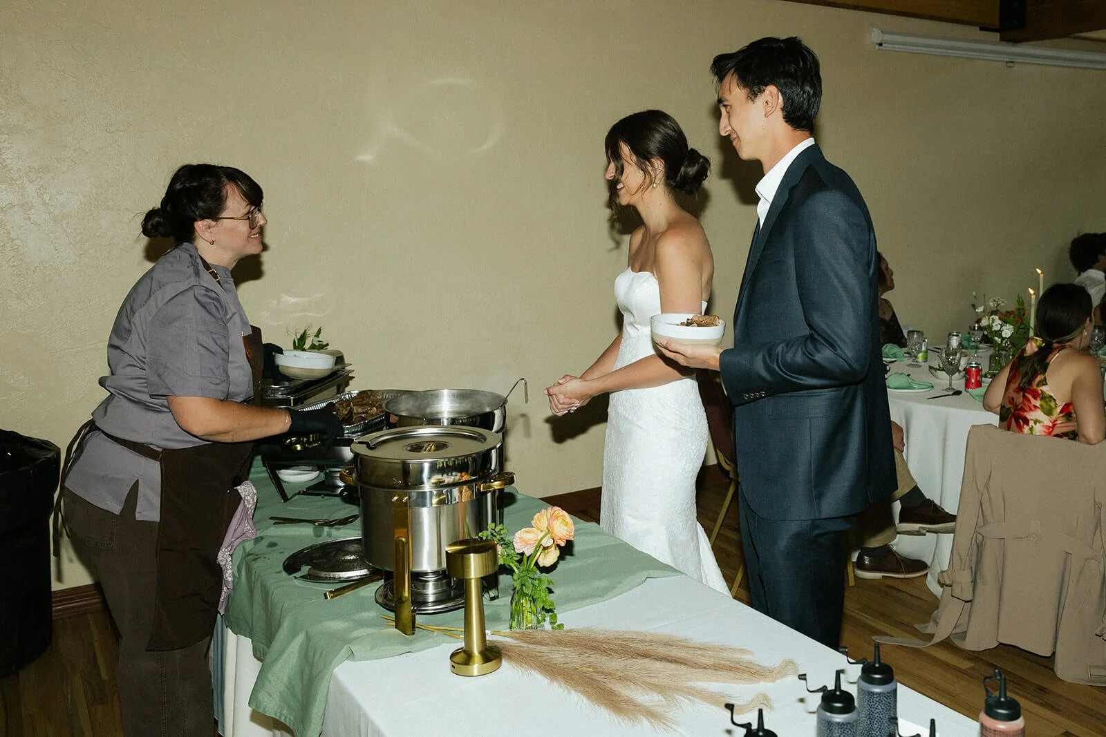 Perez Mountain Table serving a wedding buffet at Kendall Mountain in Silverton, Colorado
