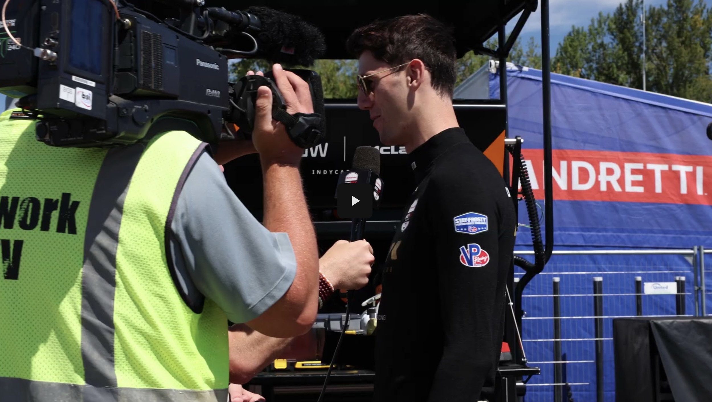 Michael d'Orlando being interviewed post race
