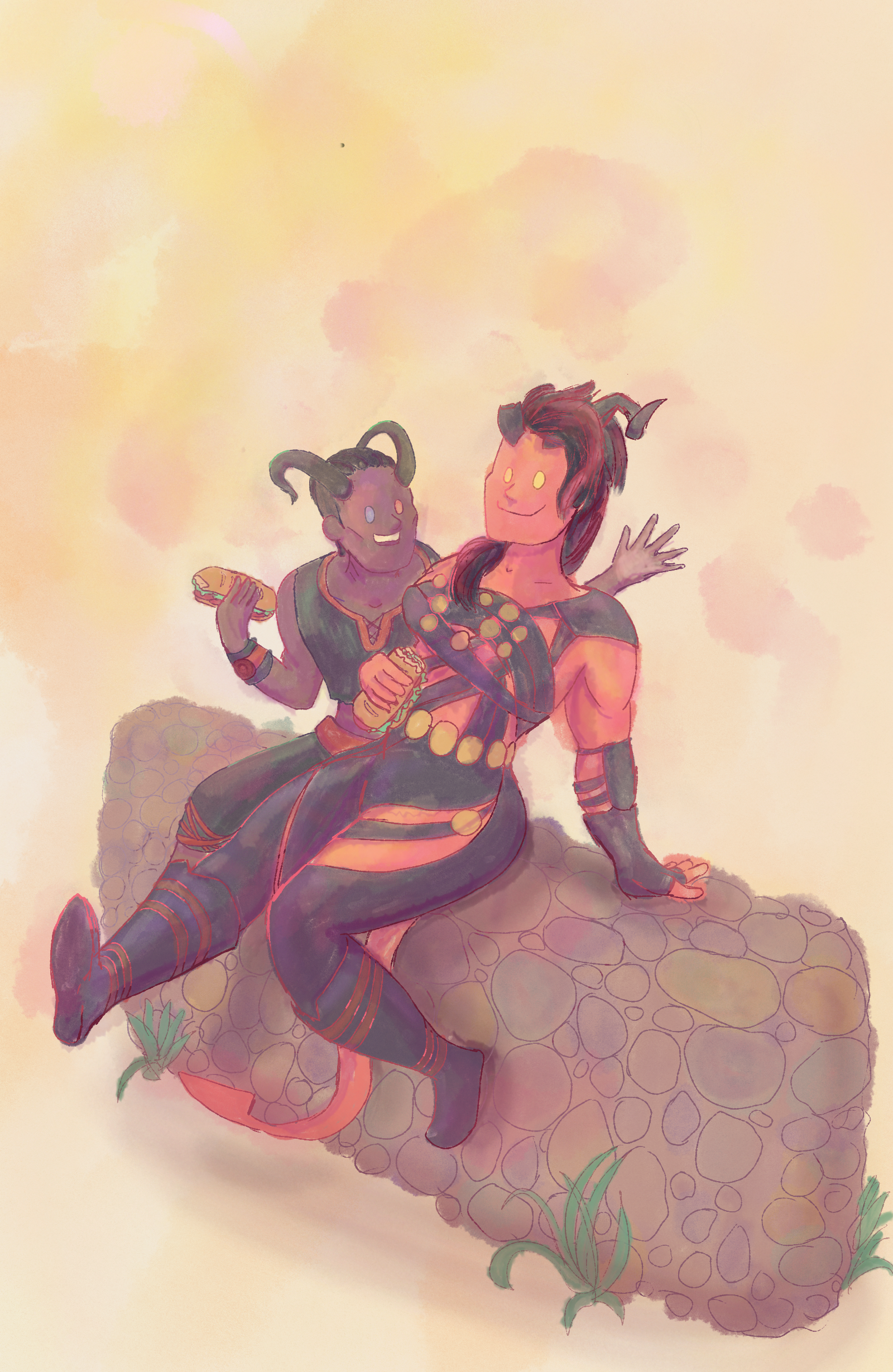 "They are best friends." Baldur's Gate 3. I felt like these two would get sandwiches together if they hung out and had a nice time. They deserve to have a nice time.