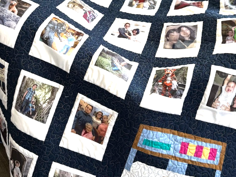 custom photo quilt with polaroid layout