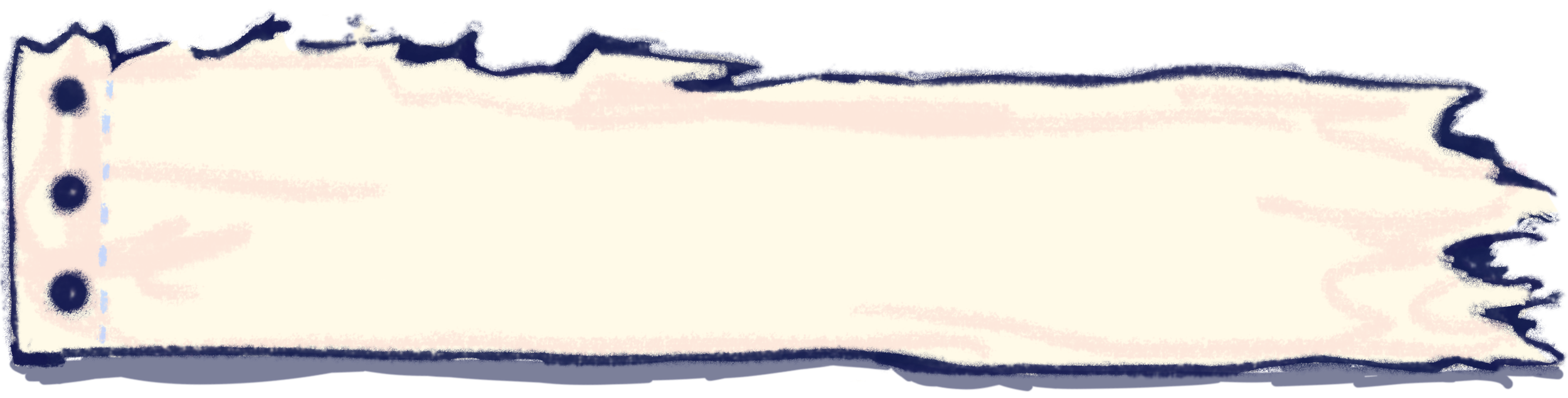 Blank empty list or note paper with a torn top edge and three punched holes on the left side.