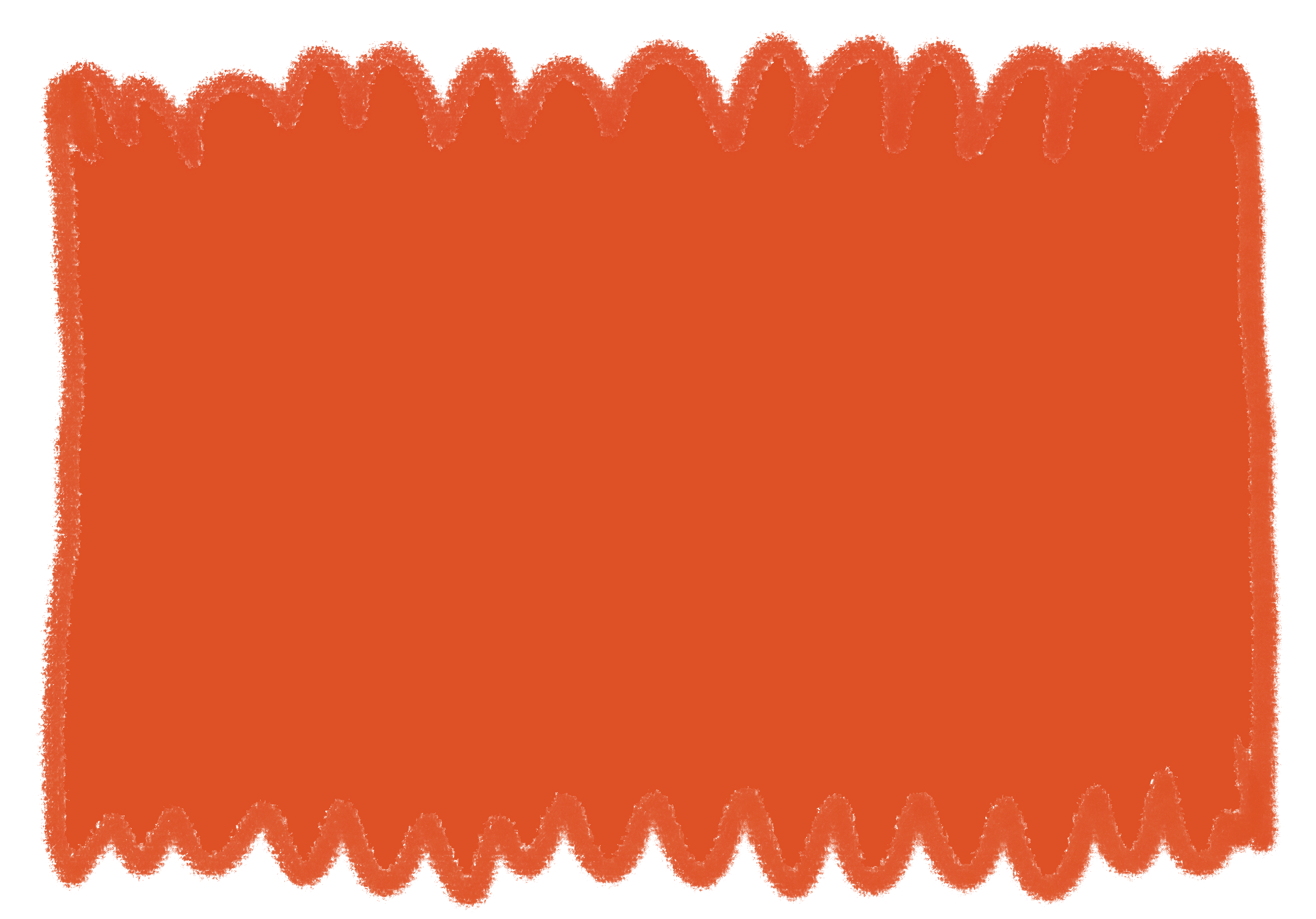 Orange paper with black jagged edges and decorative border.