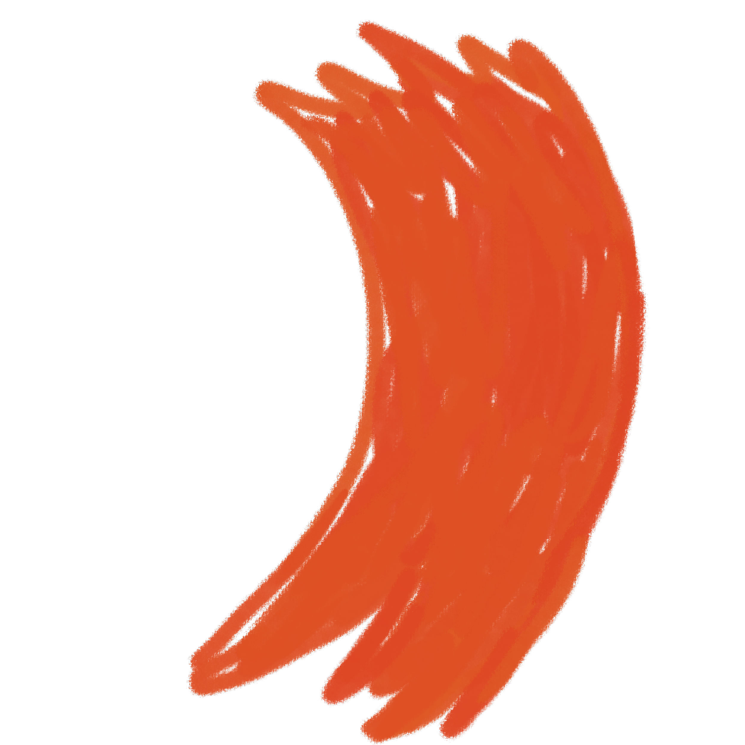 A digital drawing of a bright orange flame with a black background.