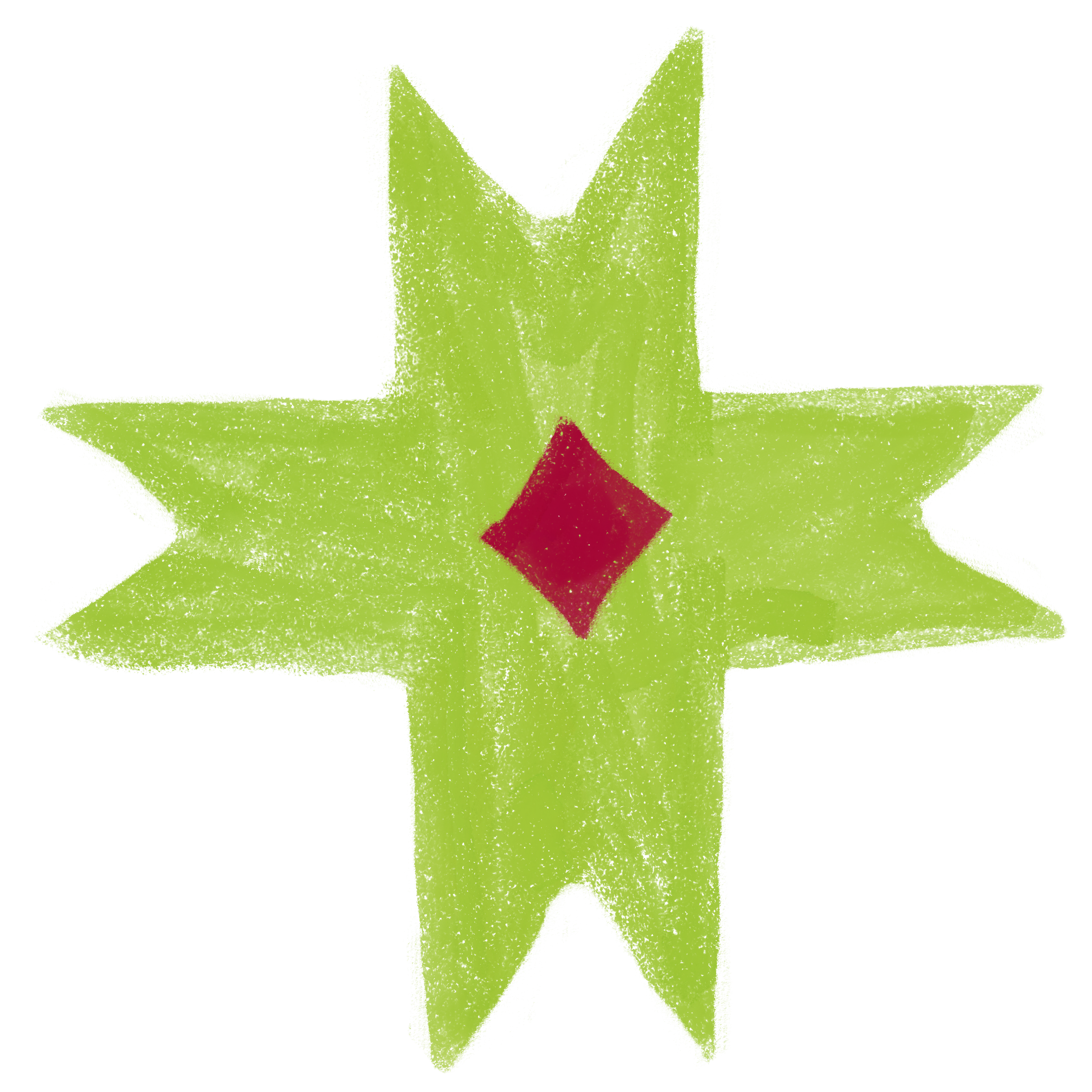 3D green arrow pointing downward with a red diamond in the center.