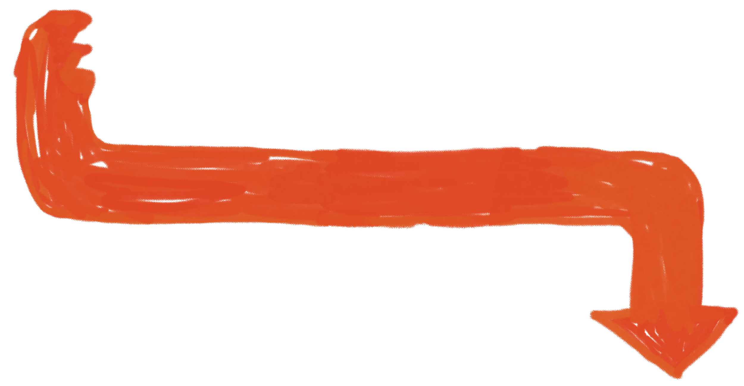 A digital illustration of an orange downward arrow with a long horizontal bar.