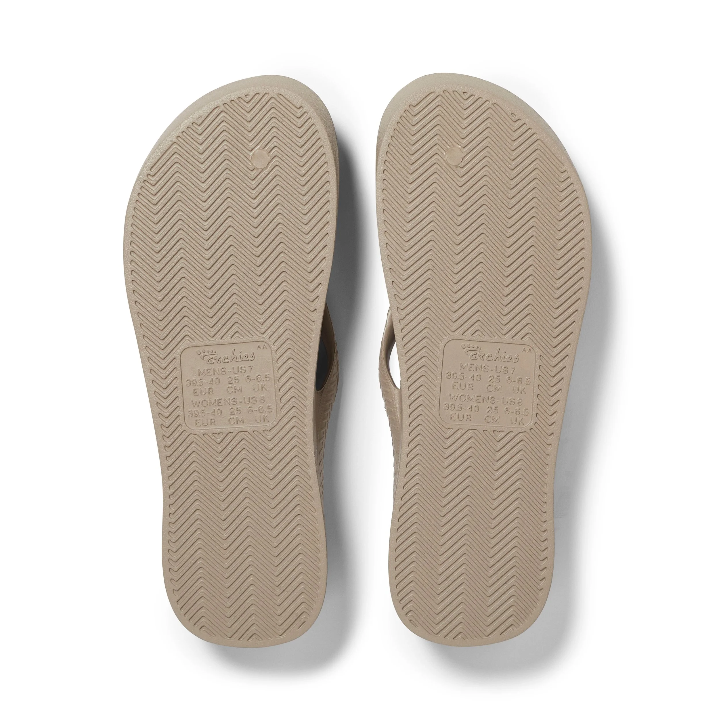 Archies arch support thongs Taupe bottom.jpg