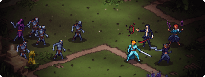 An animated gif of the four heroes in Royal Rogue