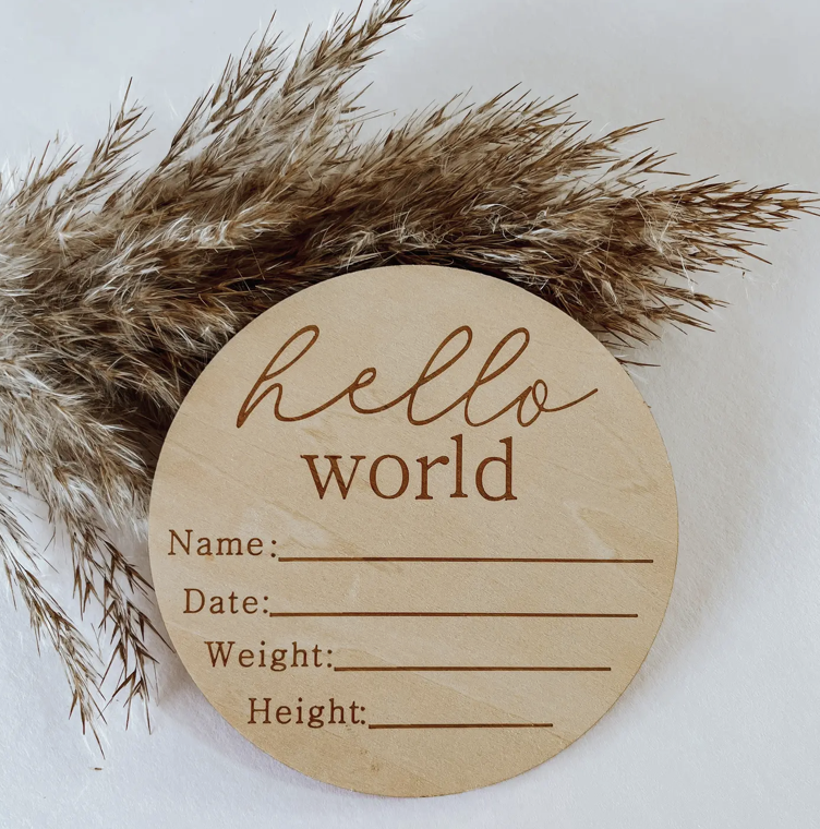 Hello World Birth Announcement Disc