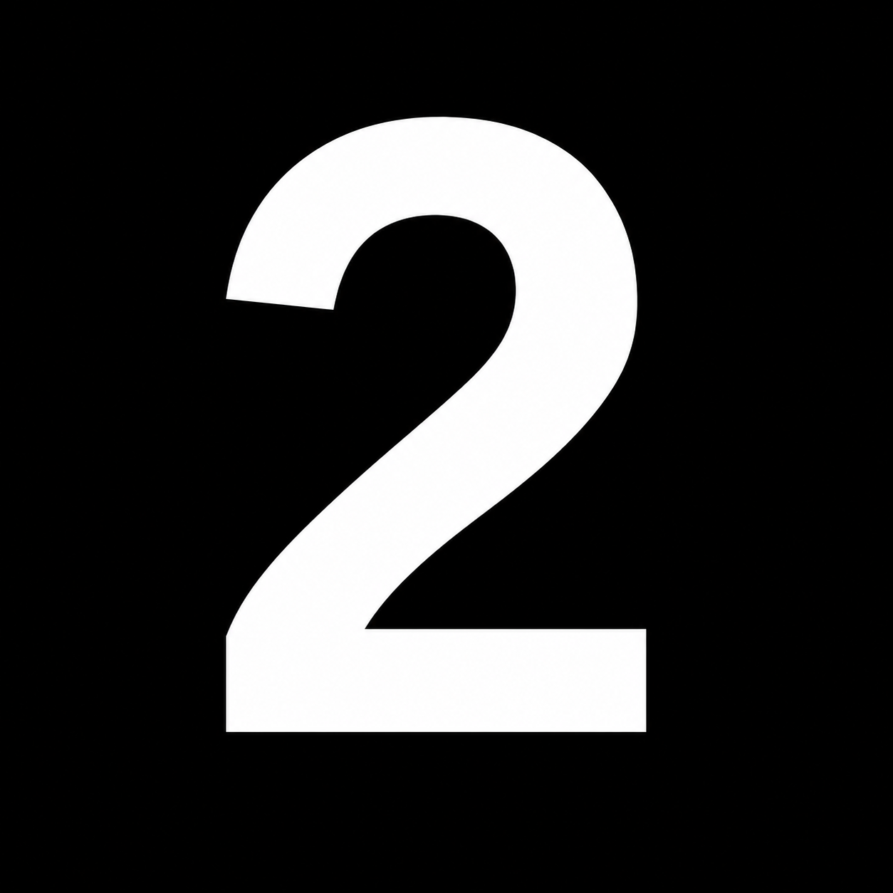 Black background with a large white number 2 in the center.