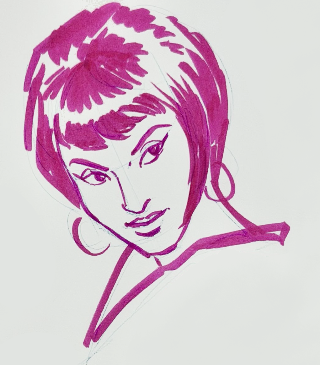 drawing of uhura from star trek done with marker on paper
