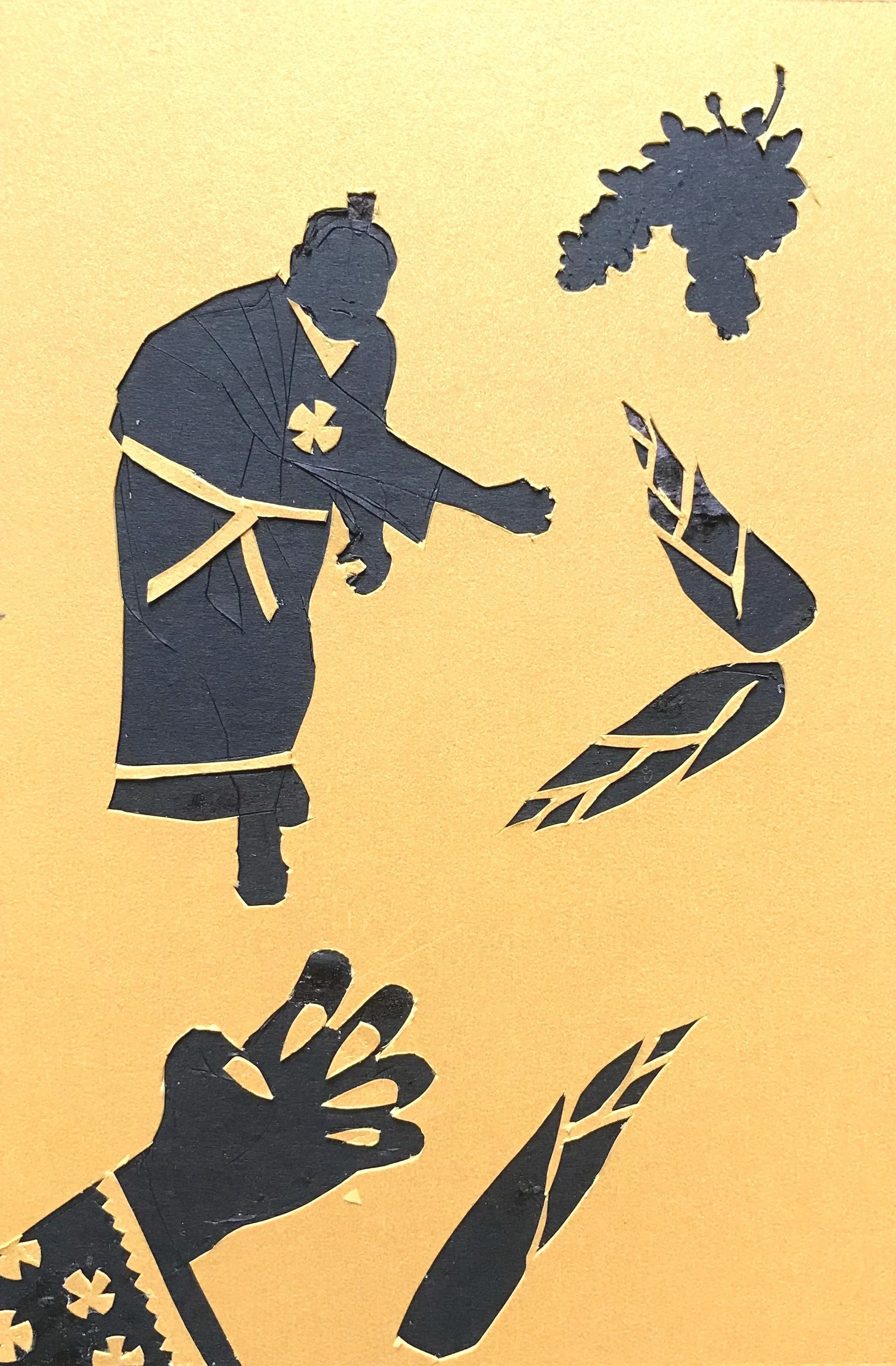 Izanagi Angers His Wife and Tosses Her Bamboo Shoots with Grapes - Japanese Shinto Origin Myth (Far East Asia)