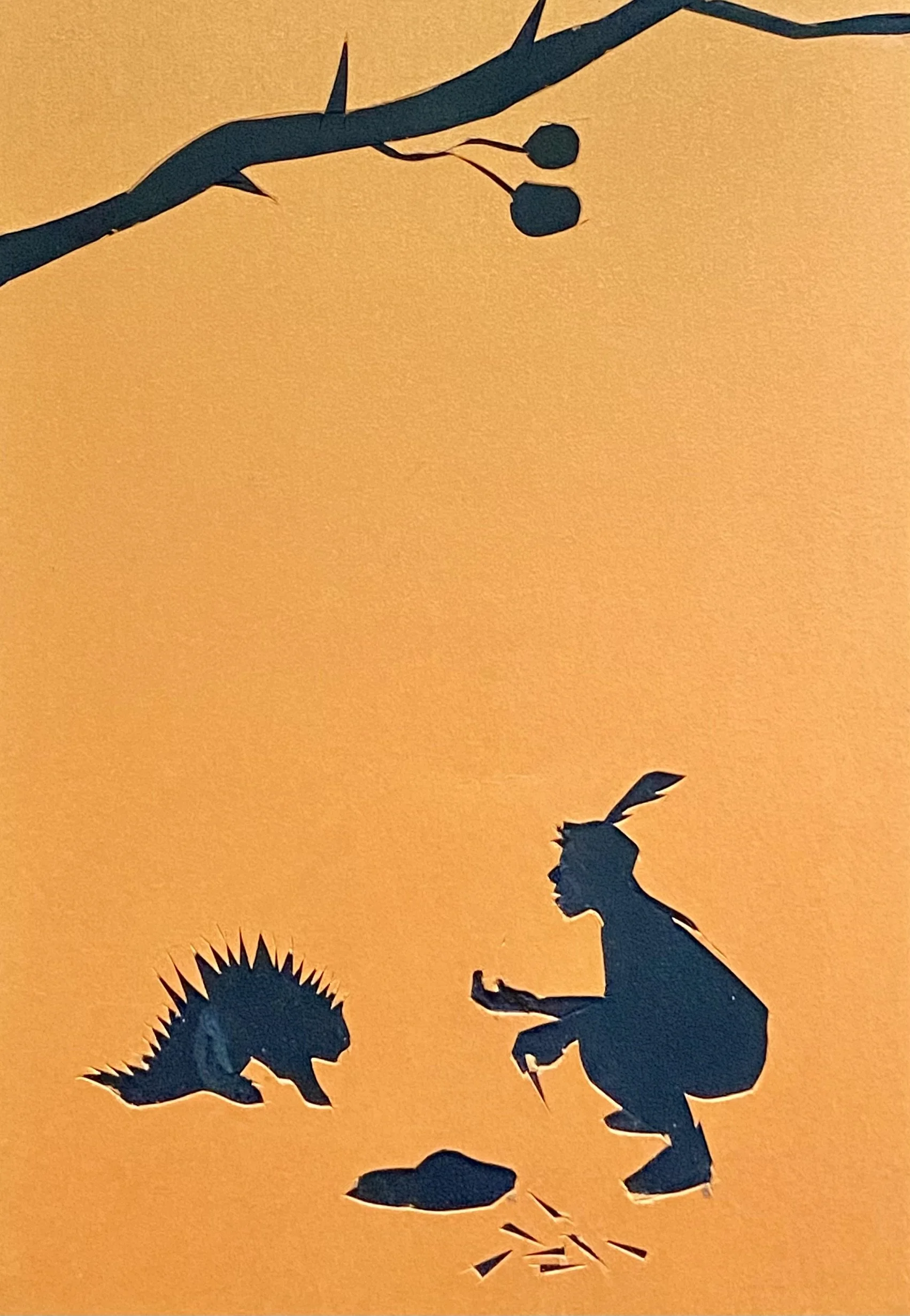 Nanabozho Helps  Porcupine by adding Hawthorn Tree Thorns  to his Coat - Ojibwa Mythology from the Subarctic ( North Americas)