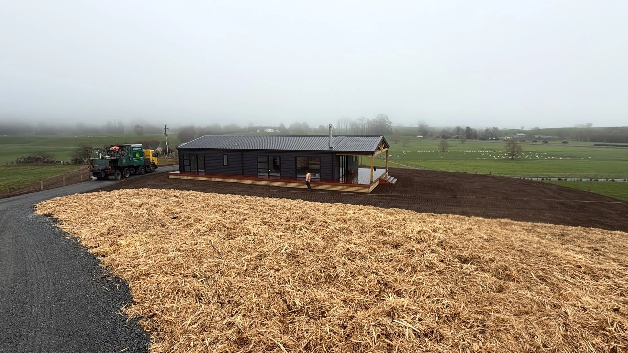 Relocatable house waikato foundation, driveways and mulch supplied by Rouse Contracting LTD Waikato