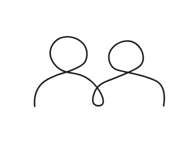 Line drawing of two people holding hands