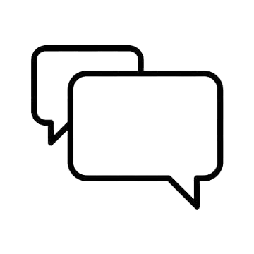 Two overlapping speech bubbles on a black background.