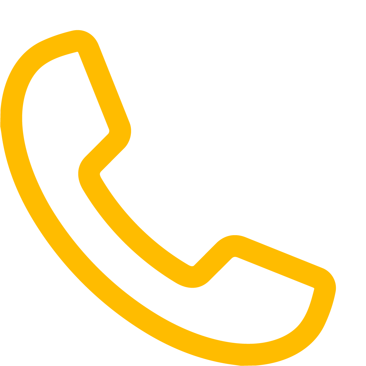 Icon of a yellow phone receiver with wireless signal waves.