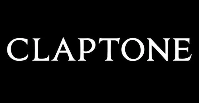 Black background with the white text 'CLAPTON' in all caps.