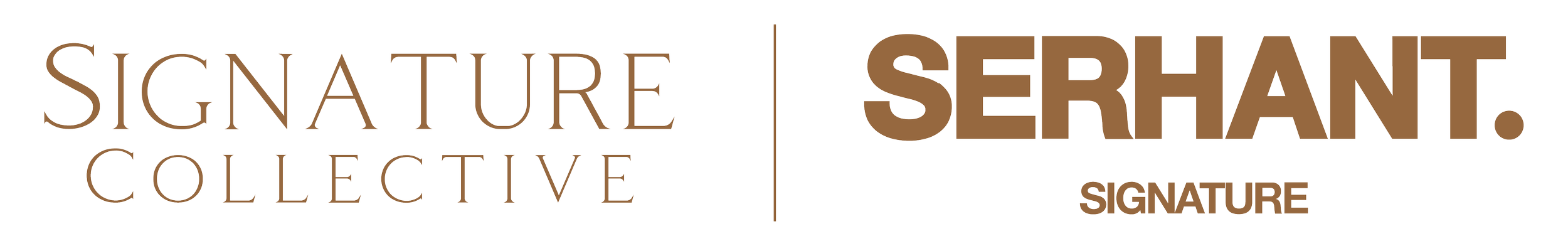 Logo with the words "Signature Collective" on the left and "Serhant" on the right, separated by a vertical line, with the word "Signature" underneath.