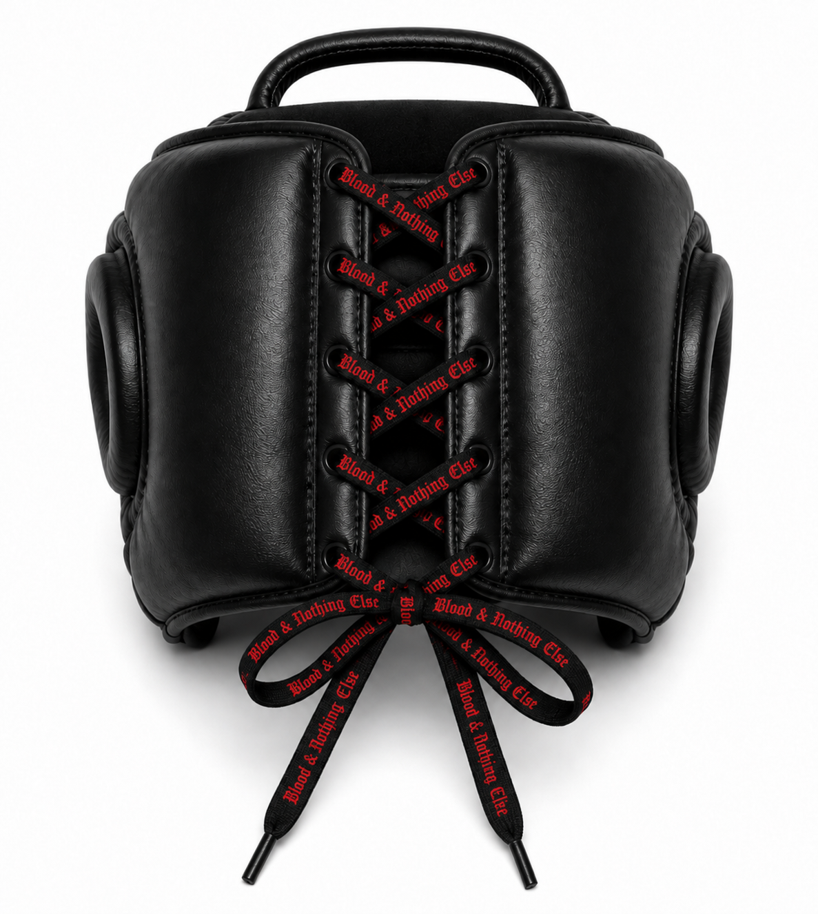 Black Lace-Up Headguard with Red Lettering.png