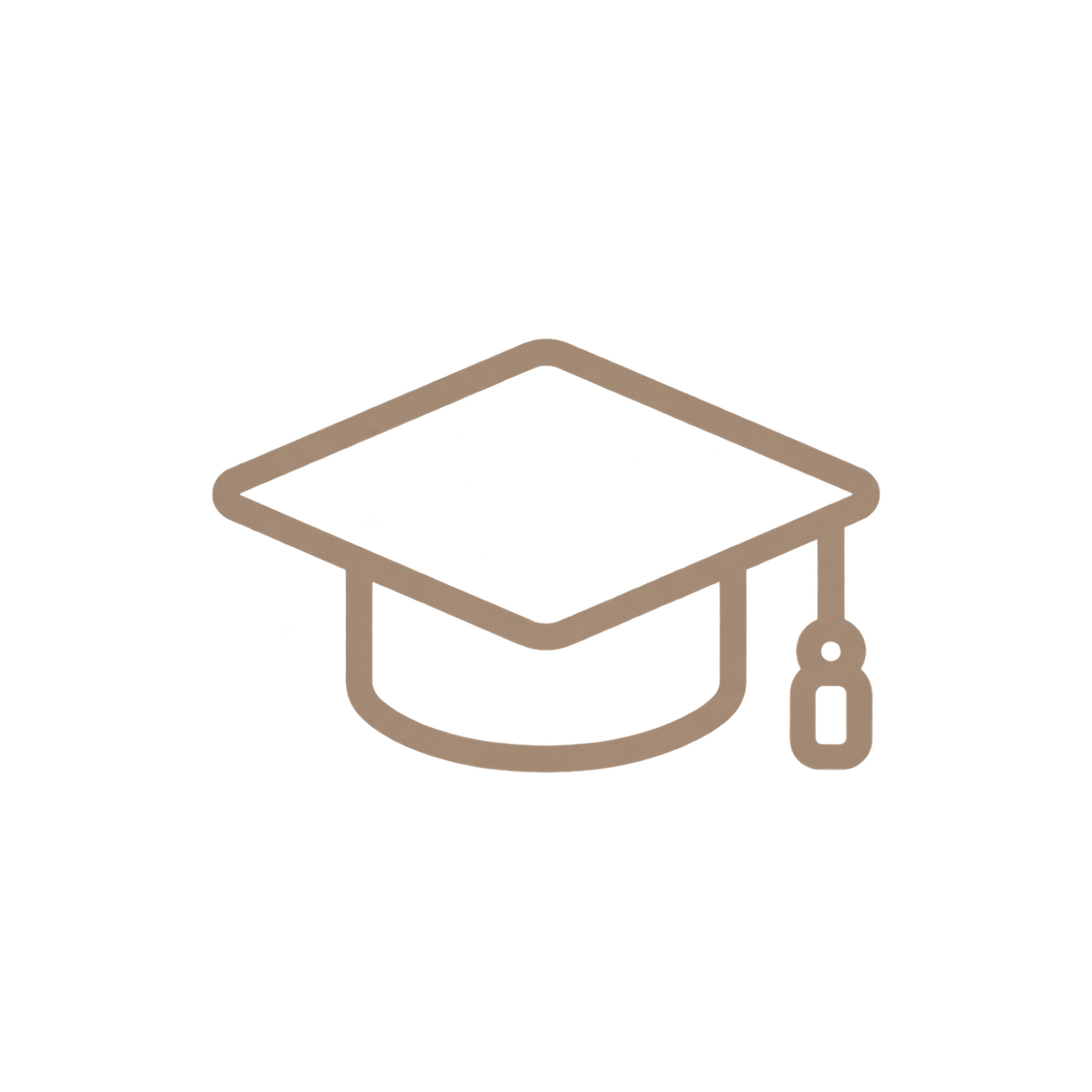 Icône d'un chapeau de diplômé avec un pompon, symbolisant la réussite académique.