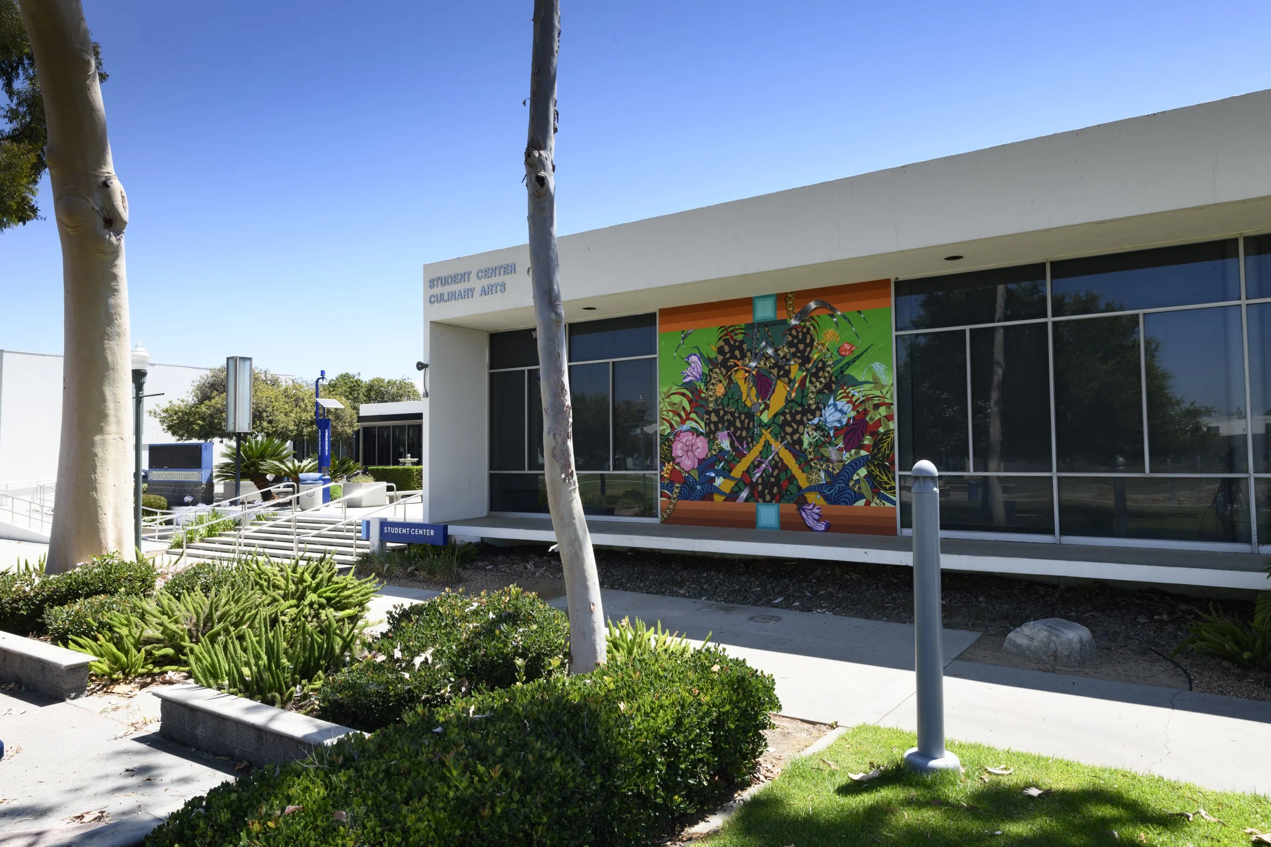 Universe, 2021
Latex paint and spray paint
Three murals, 15’ x 15’ each
Cerritos College, Cerritos, CA


